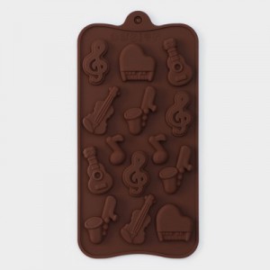 Форма для шоколада «Музыкальные инструменты», силикон, 21,5×10,5 см, 14 ячеек