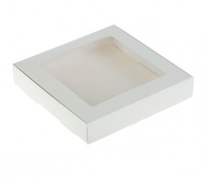 Коробка белая 16*16*3 см с окном