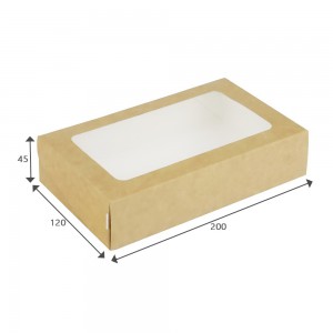 Коробка крафт 200*120*40 см с окном (контейнер FoodToGo, 1000 мл, TABOX)