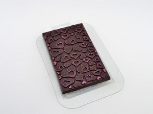 Форма пластиковая для шоколада «Плитка с сердечками» 12*8*1,6 см