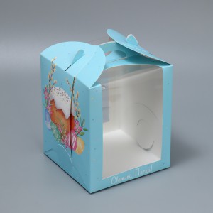 Коробка под кулич «Пасха» голубая, 15×15×18 см (без вкладки)