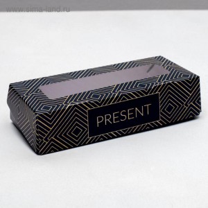 Коробка с окном, темный тон «Present», 17 × 7 × 4 см